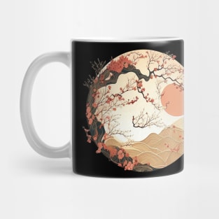 Japanese Style Art: Mountain and Floral View Mug